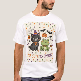 Too Cute to Spook Witch Cat Halloween T-Shirt