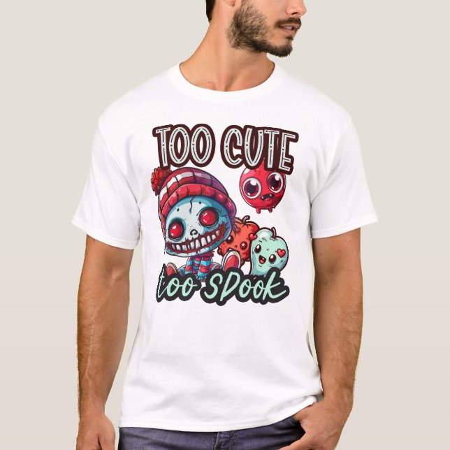 Too Cute Too Spook Scary Face Happy Halloween T-Shirt (Front)
