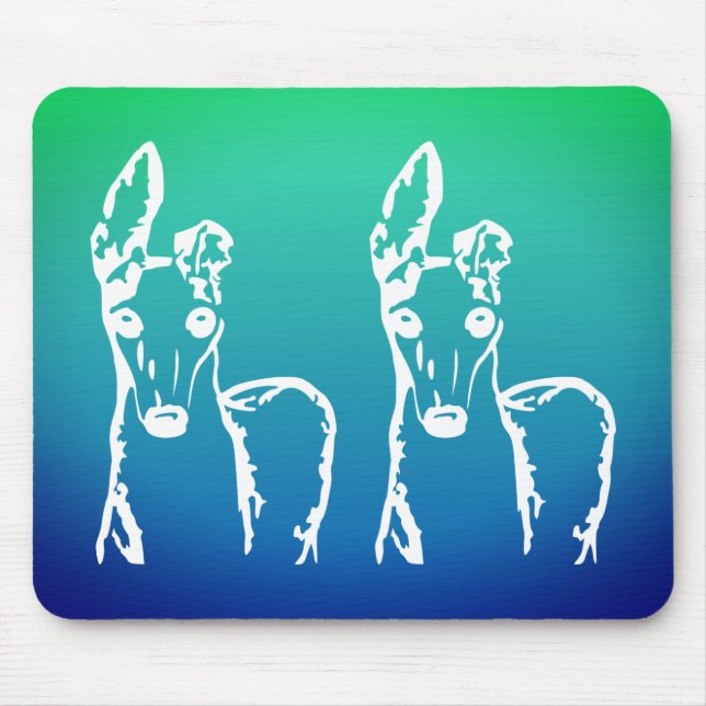 Too Cute White Italian Greyhounds Mouse Pad (Front)