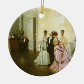 Too Early by James Tissot, Vintage Victorian Art Ceramic Tree Decoration