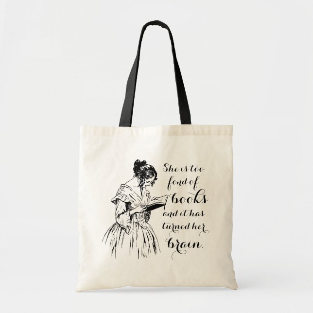 Too fond of books Louisa May Alcott Tote Bag (Front)