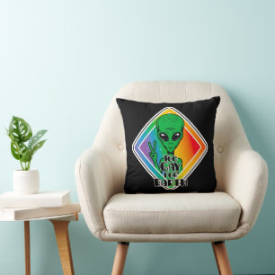 Too Gay For Earth Funny Alien UFO Cushion