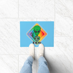 Too Gay For Earth Funny Alien UFO  Doormat