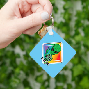 Too Gay For Earth Funny Alien UFO  Key Ring