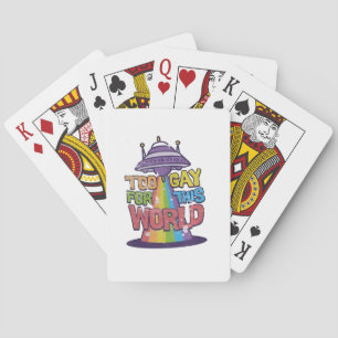 Too Gay For This world Funny LGBT Alines UFO Playing Cards