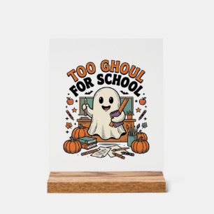 Too Ghoul For School Vintage Ghost Teacher Hallowe Acrylic Sign