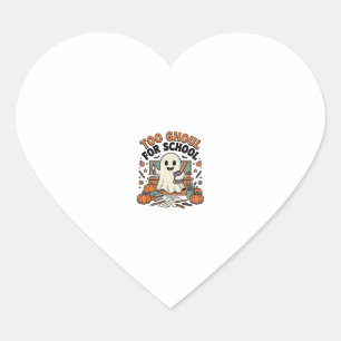 Too Ghoul For School Vintage Ghost Teacher Hallowe Heart Sticker