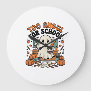 Too Ghoul For School Vintage Ghost Teacher Hallowe Large Clock