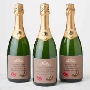 Too Glam To Care – Chic Quote Sparkling Wine Label