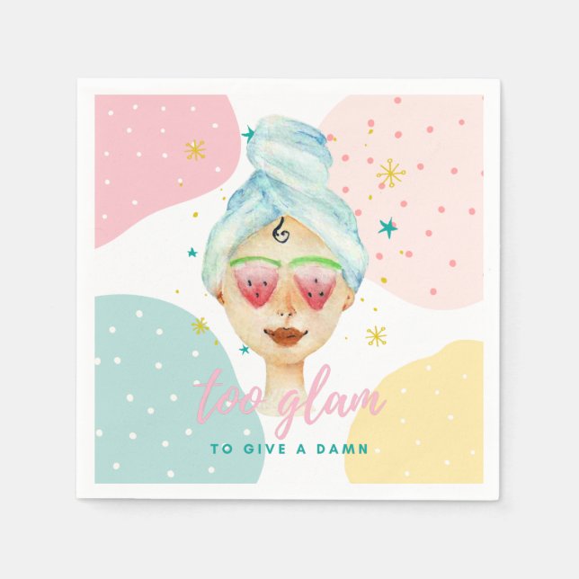 Too Glam To Give A Dam Funny Cute Beauty Meme Girl Napkin (Front)