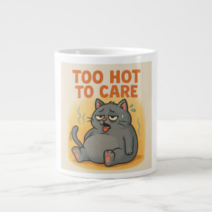 Too Hot to Care – Funny Grumpy Cat Tote Bag Large Coffee Mug