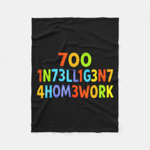 Too Intelligent For Homework Funny School Kids Tee Fleece Blanket