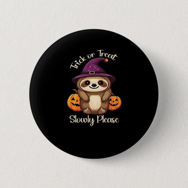 Too Lazy to be Scary Cute Halloween Sloth Classic  6 Cm Round Badge (Front)
