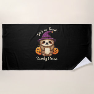 Too Lazy to be Scary Cute Halloween Sloth Classic  Beach Towel