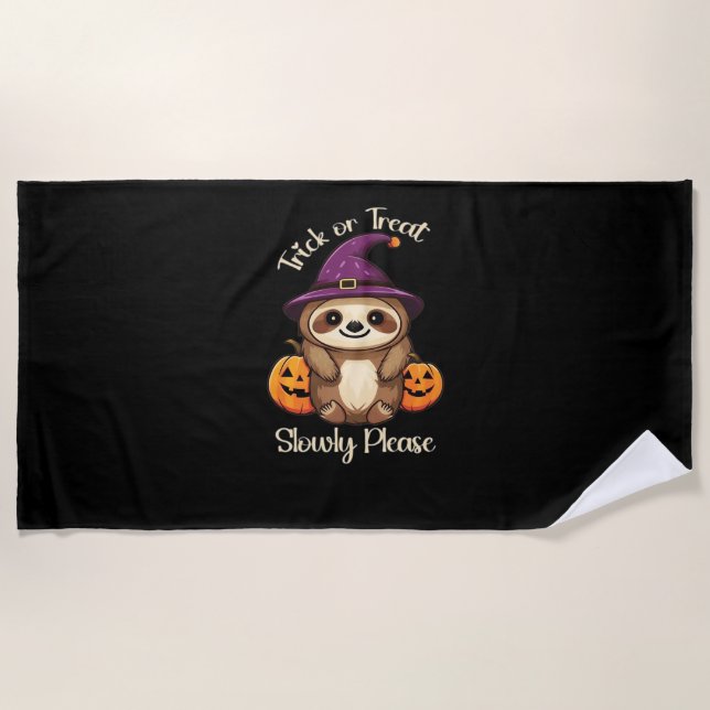 Too Lazy to be Scary Cute Halloween Sloth Classic  Beach Towel (Front)