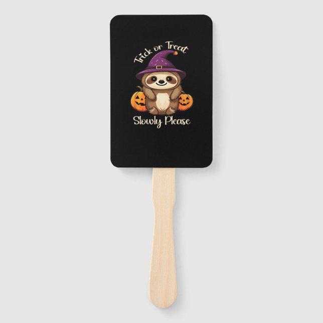 Too Lazy to be Scary Cute Halloween Sloth Classic  Hand Fan (Front)