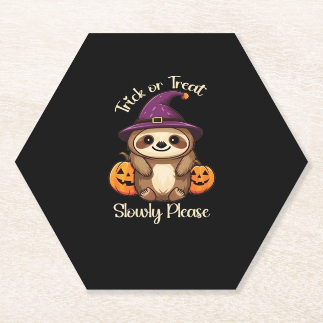 Too Lazy to be Scary Cute Halloween Sloth Classic  Paper Coaster (Front)