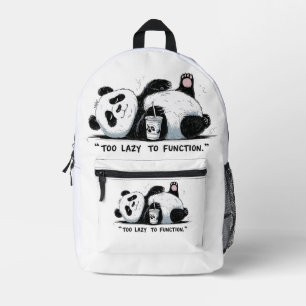 Too Lazy to Function - Lazy Panda Printed Backpack