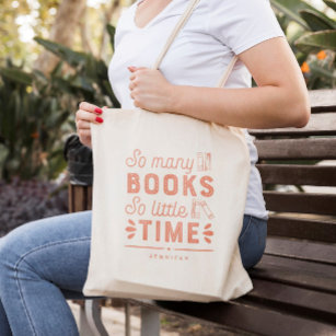 Too Many Books Editable Colour Personalised Tote Bag