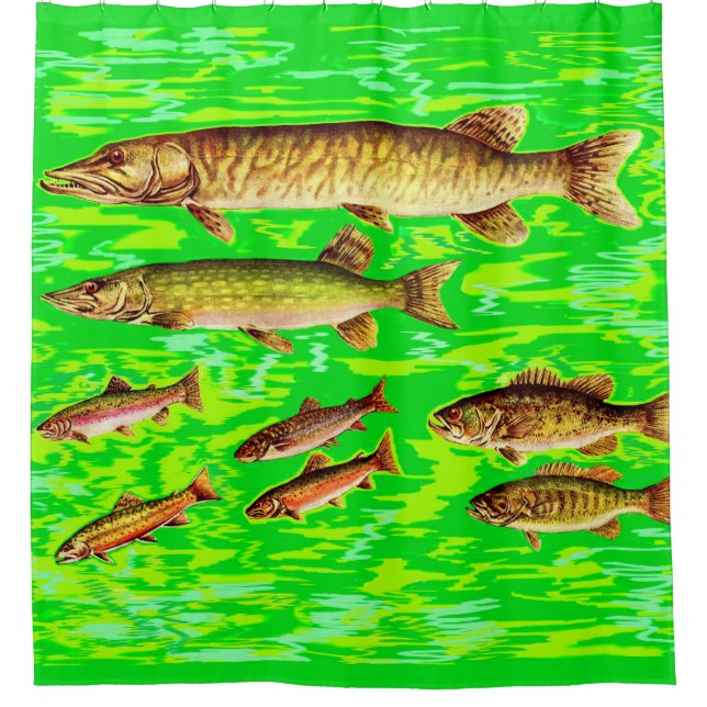 too many fish in the sea shower curtain (Front)