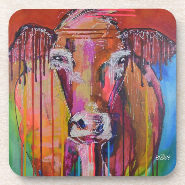 "Too Moo for Yoo III" single cow Hard Plastic Coas Coaster (Front)