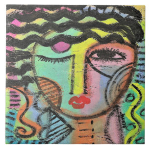 Too Much Abstract Portrait on OSB Tile