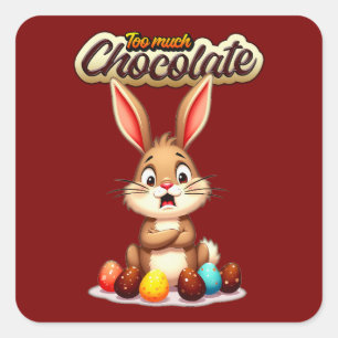 Too Much Chocolate – Funny Easter - Autocolante Square Sticker