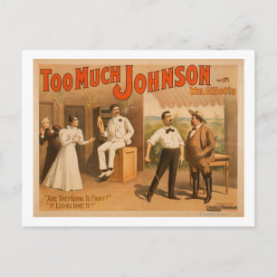 "Too much Johnson" - Two Men Fighting Theatre Postcard