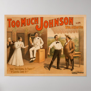 "Too much Johnson" - Two Men Fighting Theatre Poster