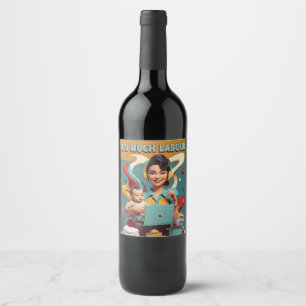 Too Much Labour – Retro Feminist Satire Design Wine Label