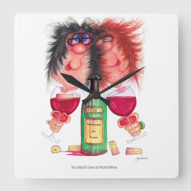 Too Much Line at Wunchtime Square Wall Clock (Front)