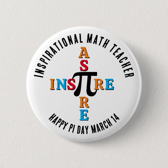 TOO MUCH MATH PI-GRAINE Happy Pi Day Button (Front)