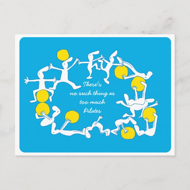 Too Much Pilates Postcard , blue (Front)