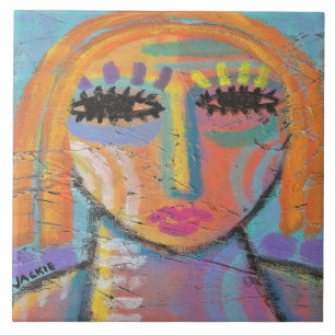 Too Much to Do Abstract Painting on OSB Board Tile