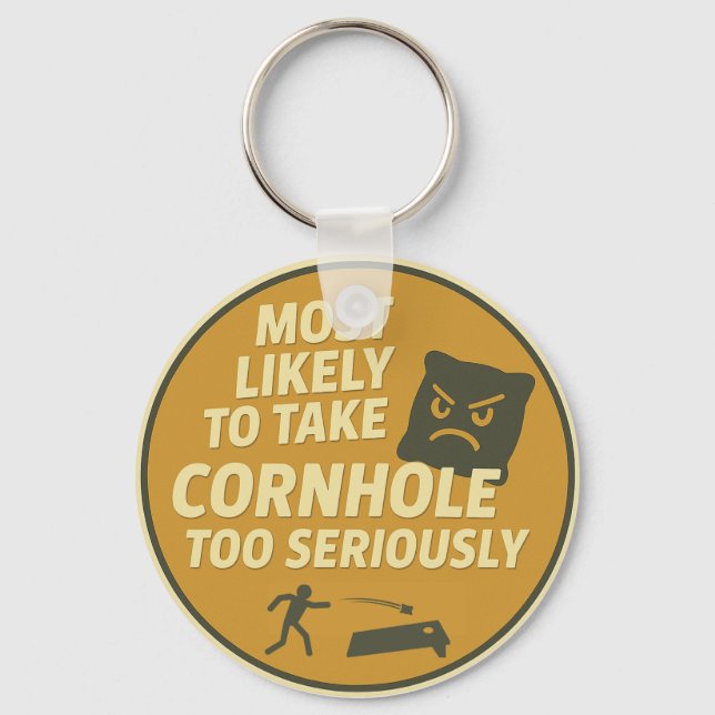 Too Serious Cornhole Fun Key Ring (Front)