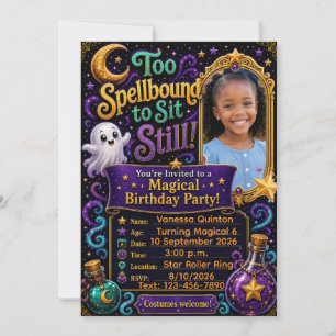 “Too Spellbound to Sit Still!” Personalised Photo Invitation