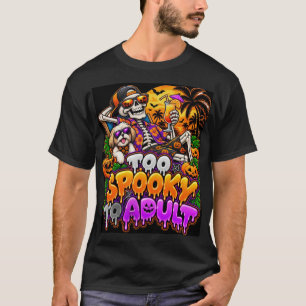 Too Spooky To Adult Skeleton Halloween T-Shirt