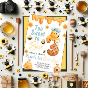 Too Sweet to be Three Boy Birthday Invitation