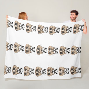 Too Tired to Function Panda Coffee Cartoon Fleece Blanket