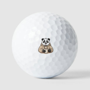 Too Tired to Function Panda Coffee Cartoon Golf Balls
