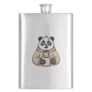 Too Tired to Function Panda Coffee Cartoon Hip Flask
