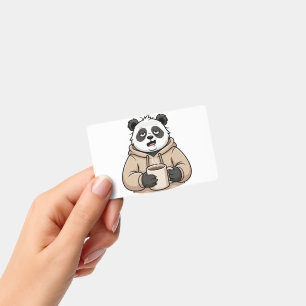 Too Tired to Function Panda Coffee Cartoon ID Badge