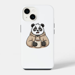 Too Tired to Function Panda Coffee Cartoon iPhone 14 Case