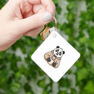 Too Tired to Function Panda Coffee Cartoon Key Ring