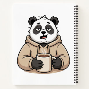 Too Tired to Function Panda Coffee Cartoon Notebook
