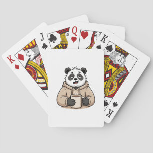 Too Tired to Function Panda Coffee Cartoon Playing Cards