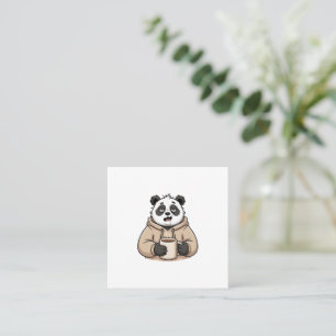 Too Tired to Function Panda Coffee Cartoon Square Business Card