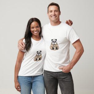 Too Tired to Function Panda Coffee Cartoon T-Shirt