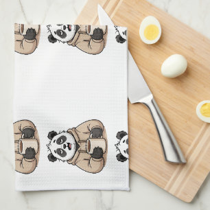 Too Tired to Function Panda Coffee Cartoon Tea Towel