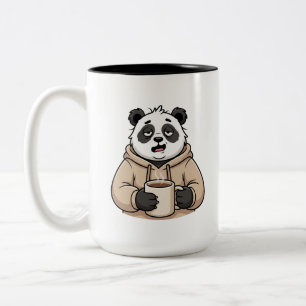 Too Tired to Function Panda Coffee Cartoon Two-Tone Coffee Mug